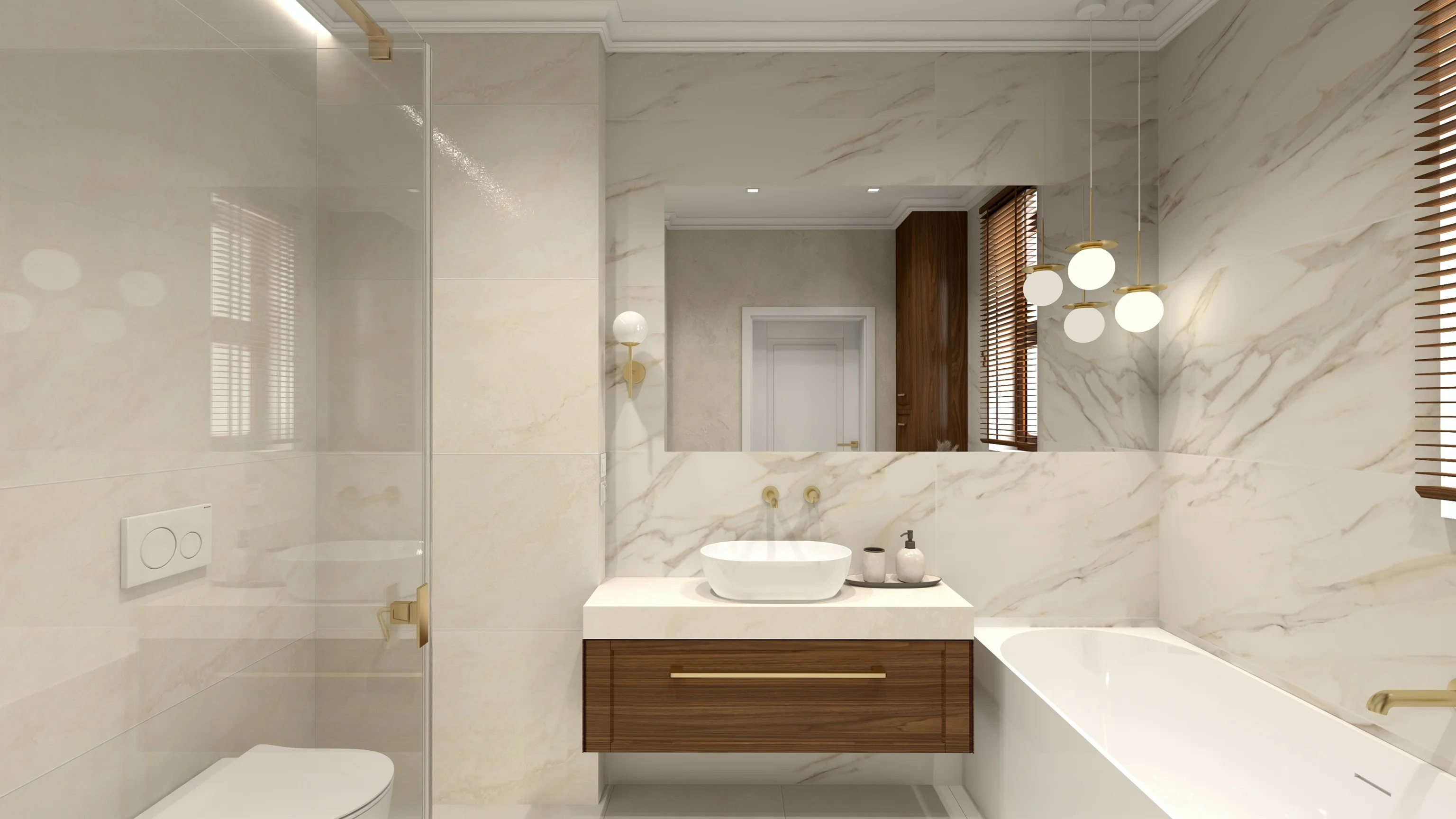 Calacatta Gold Classic Luxury — Złoty Marmur i Dark Walnut