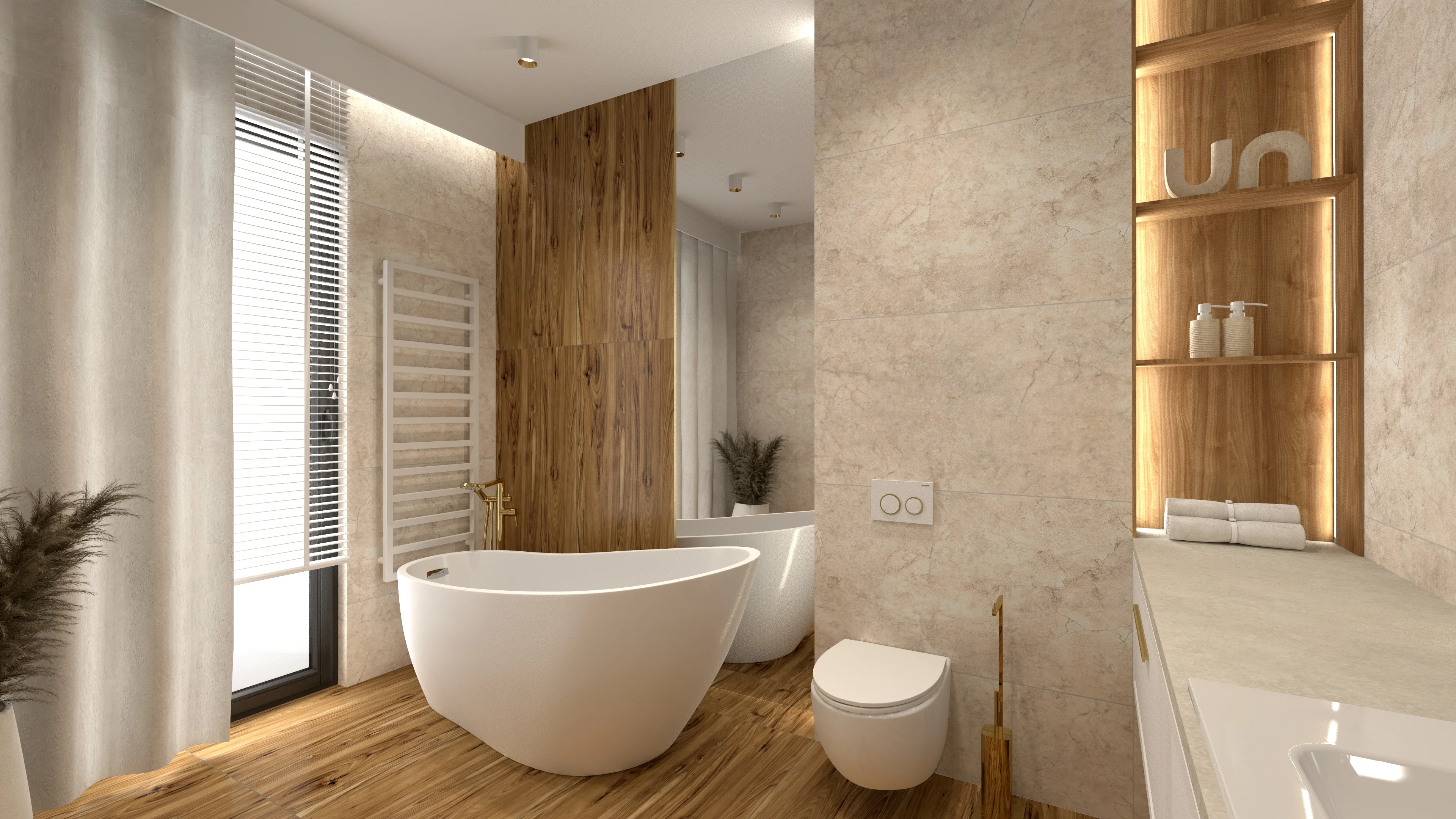 Natural Spa Organic Luxury — Trawertyn, Olive Wood i Złoto